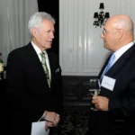 Alex Trebek chats with Robert Peacock