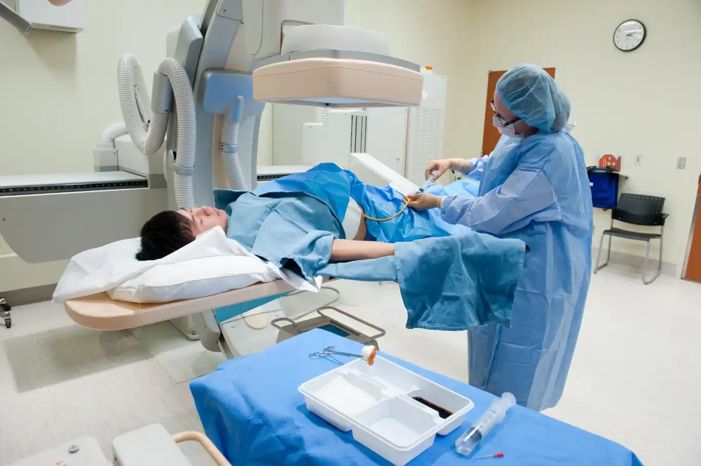 Doctor scans patient